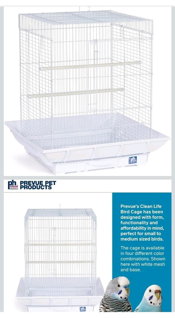 Prevue Hendryx SP850W/W Clean Life Cockatiel Cage, White,1/2"